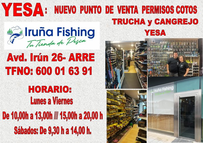 nuevo punto venta permisos en Yesa- IRUÑA FISHING 2024