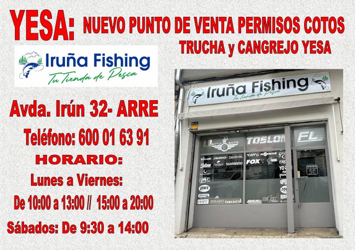 nuevo punto venta permisos en Yesa- IRUÑA FISHING 2025
