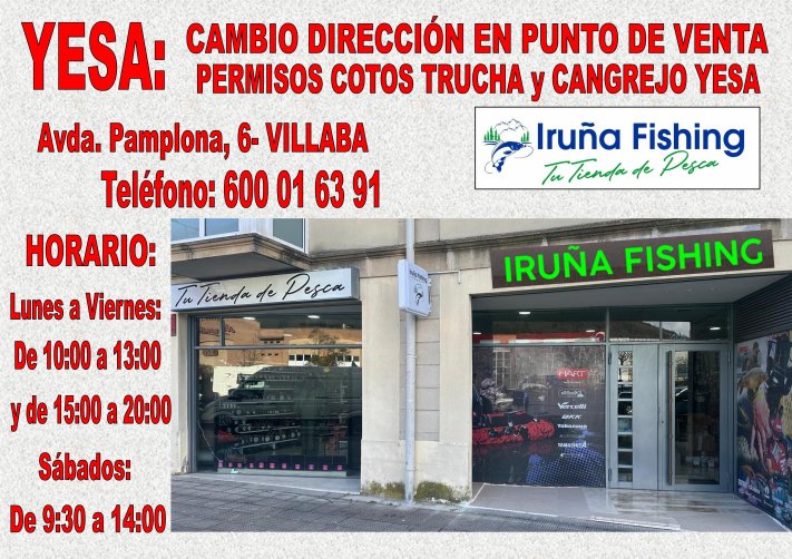 nuevo punto venta permisos en Yesa- IRUÑA FISHING 2026